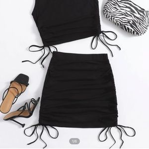 Ruched drawstring skirt and tank top